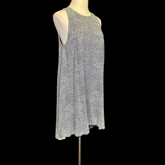 T Alexander Wang Leather Trim Collar Sleeveless Trapeze Flow Dress in Ink/Ivory - Picture 12 of 14